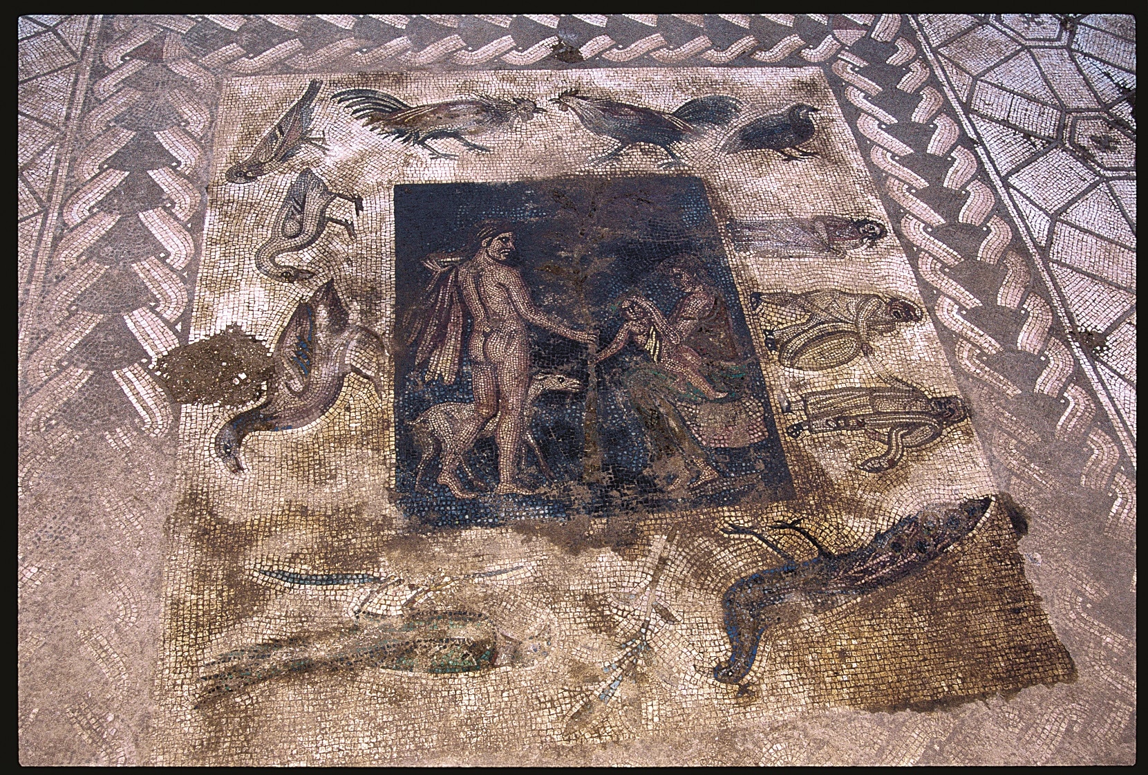 Mosaic floor with scene inspired by Bacchus