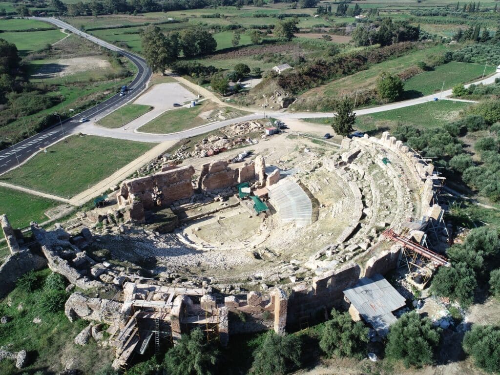 Aerial photo of the Theater during the restoration works
