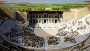 Virtual reconstruction of the cavea, orchestra and scaenea